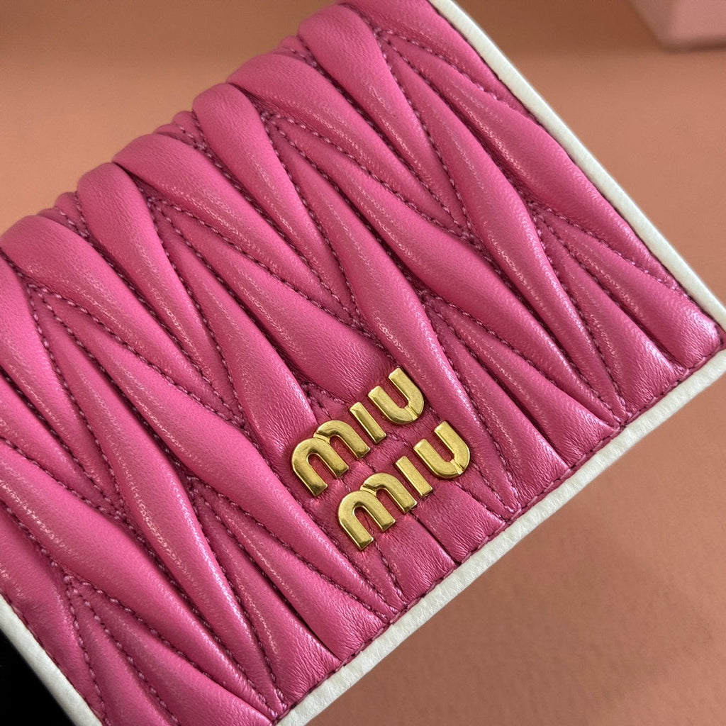 Small Matelassé Nappa Leather Wallet Fuchsia