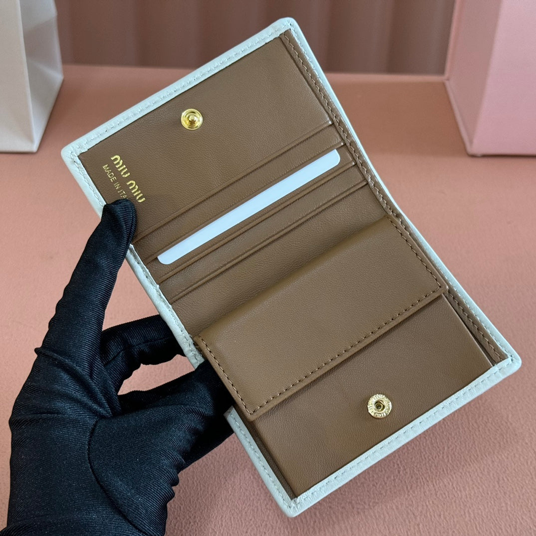 Small Matelassé Nappa Leather Wallet Brown