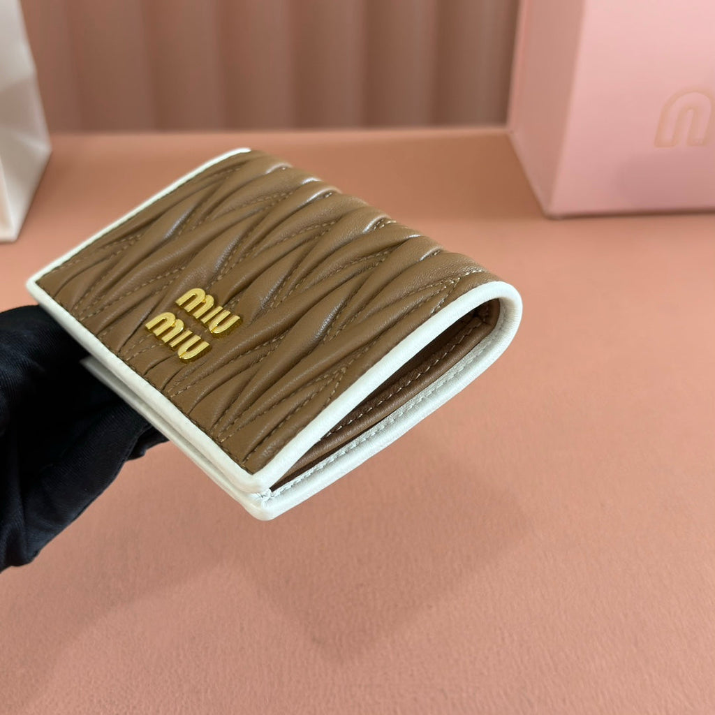 Small Matelassé Nappa Leather Wallet Brown
