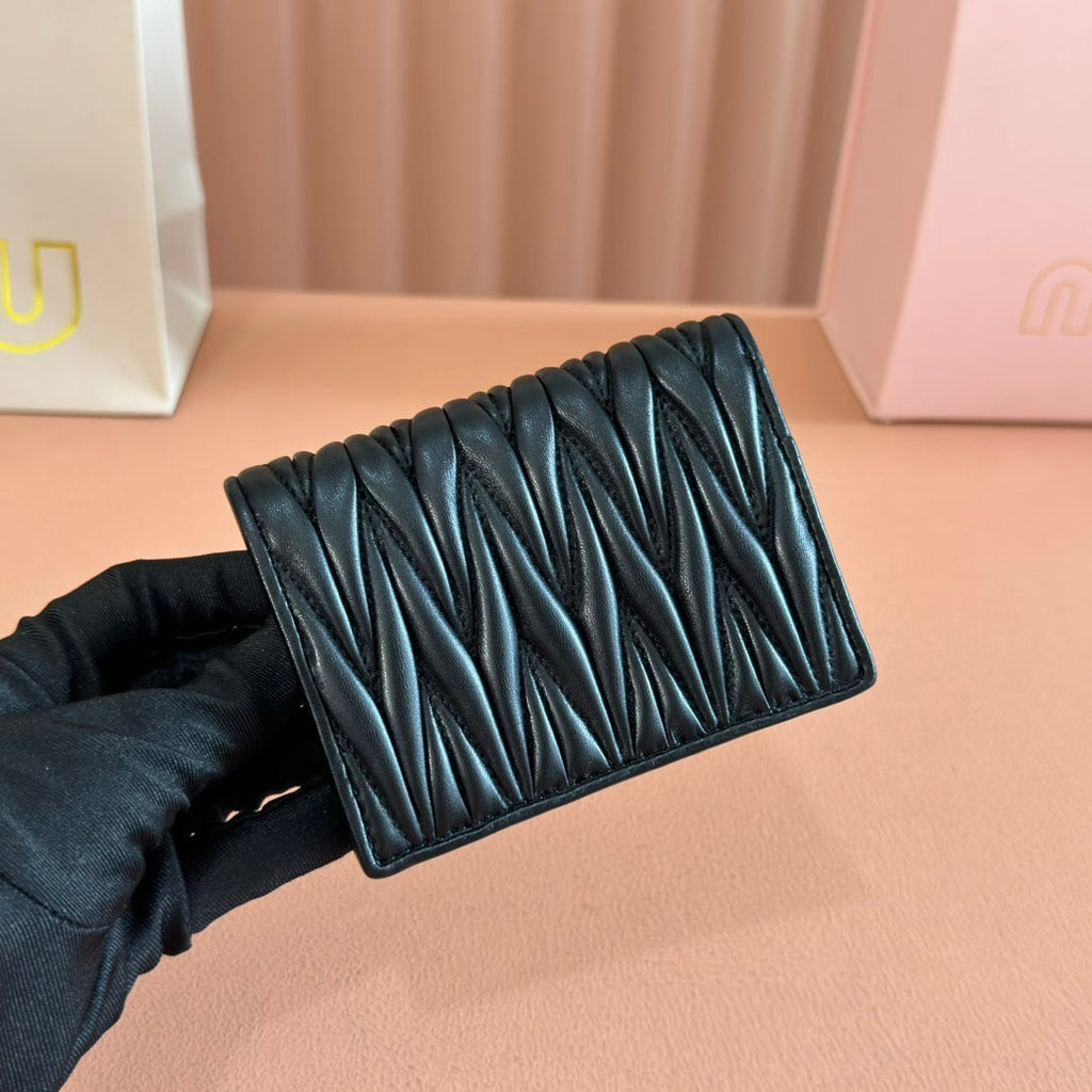 Small Matelassé Nappa Leather Wallet Black