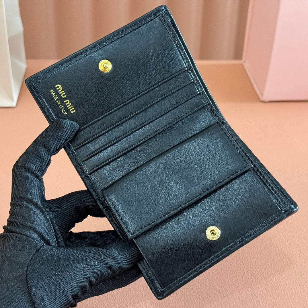 Small Matelassé Nappa Leather Wallet Black