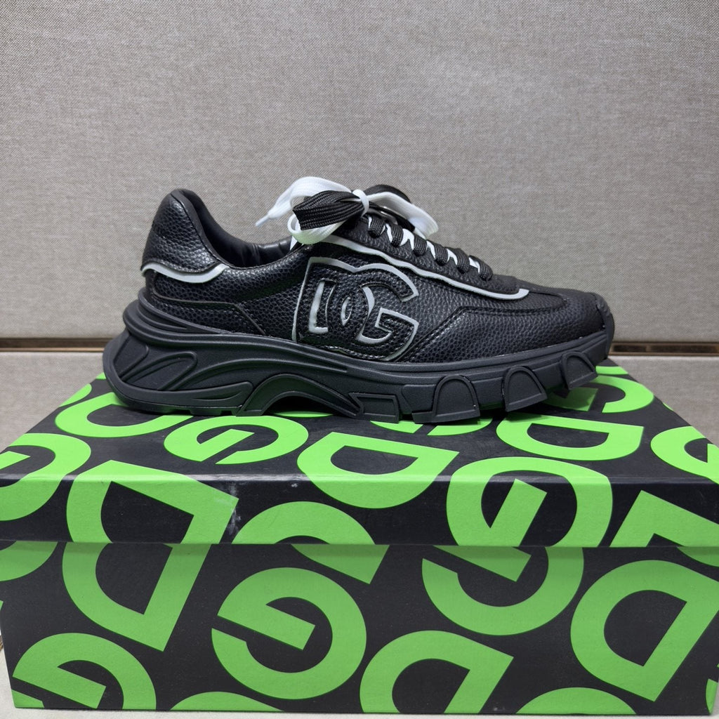 Black Mixed-Material Low-Top Sneakers — side