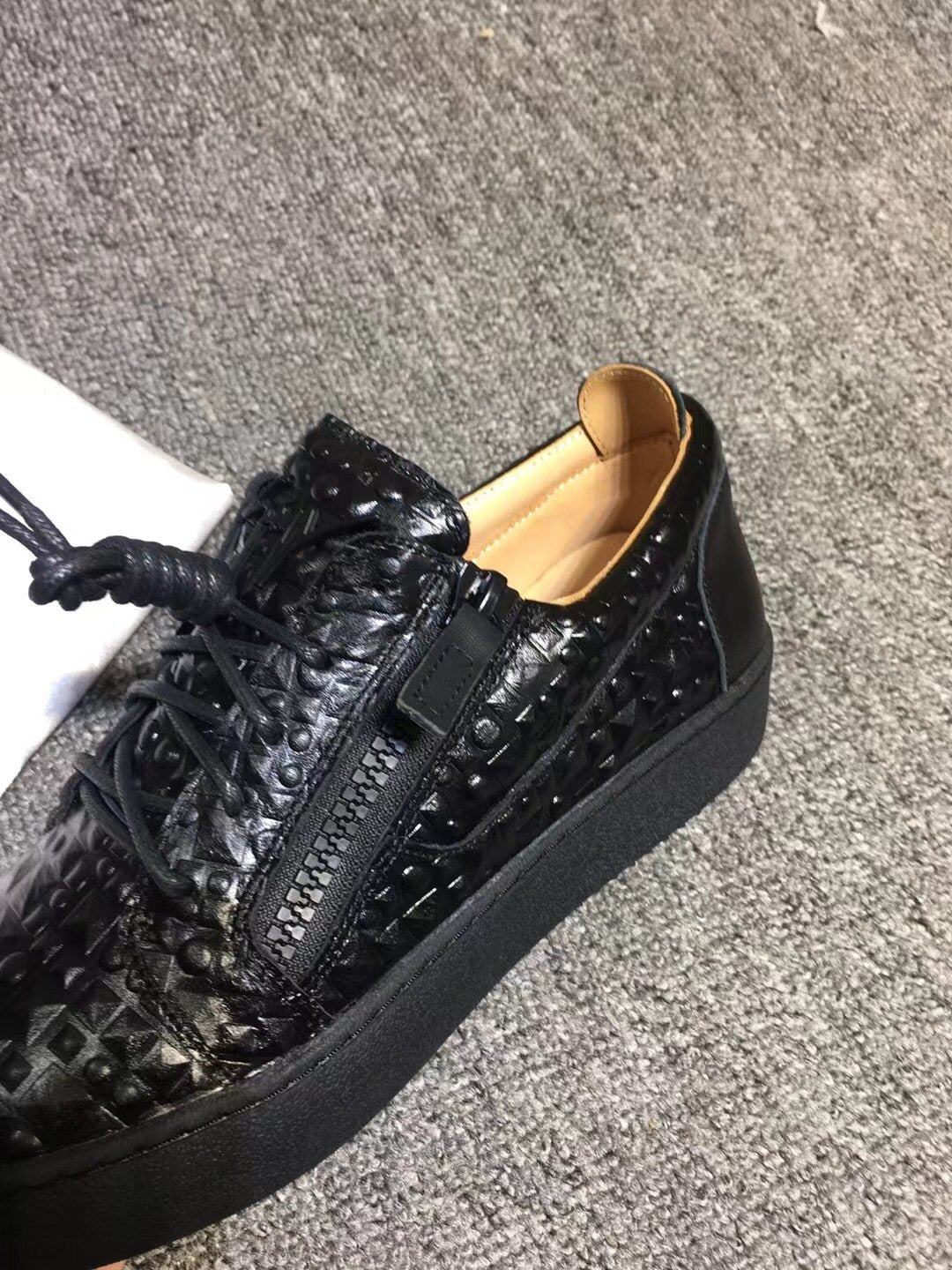 Giuseppe Zanotti Black Perforated Low-Top Sneakers — detail