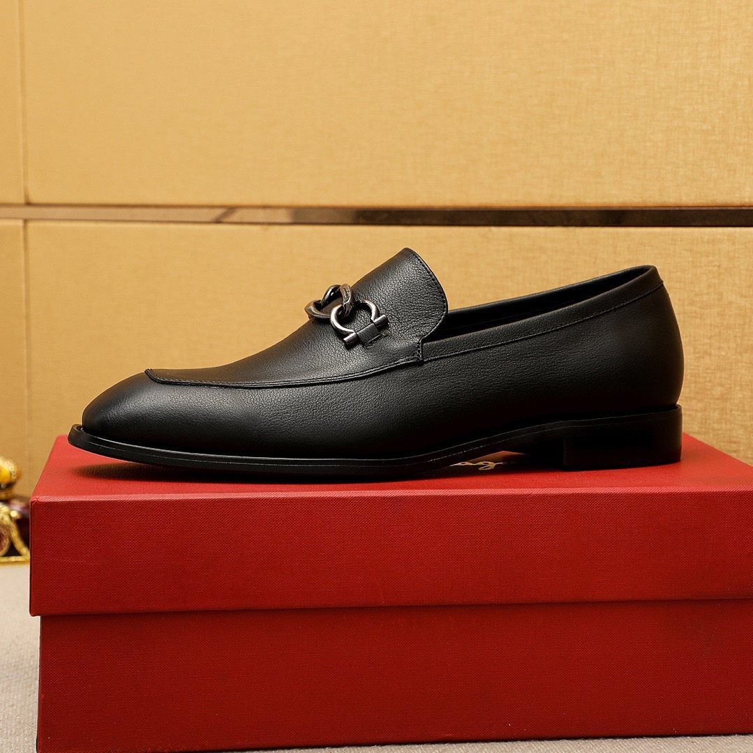 Ferragamo Black Bit Loafers — side