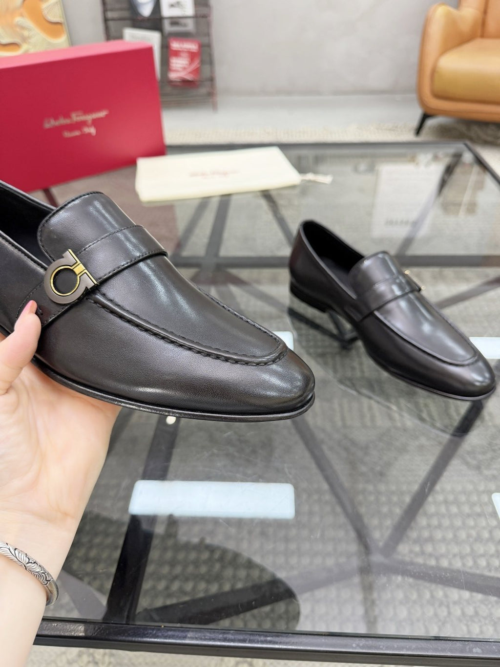 Men’s Black Buckle Strap Slip-On Loafers — front