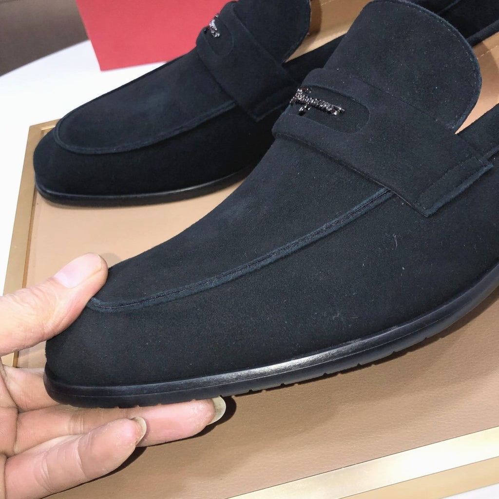 Ferragamo Black Slip-On Loafers — detail