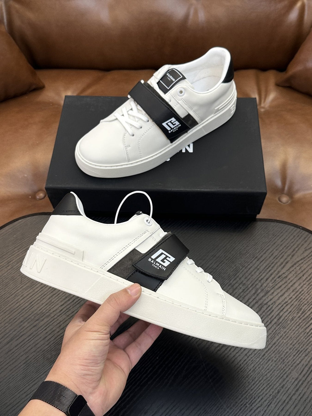 Balmain B-Skate Strap Sneakers — side