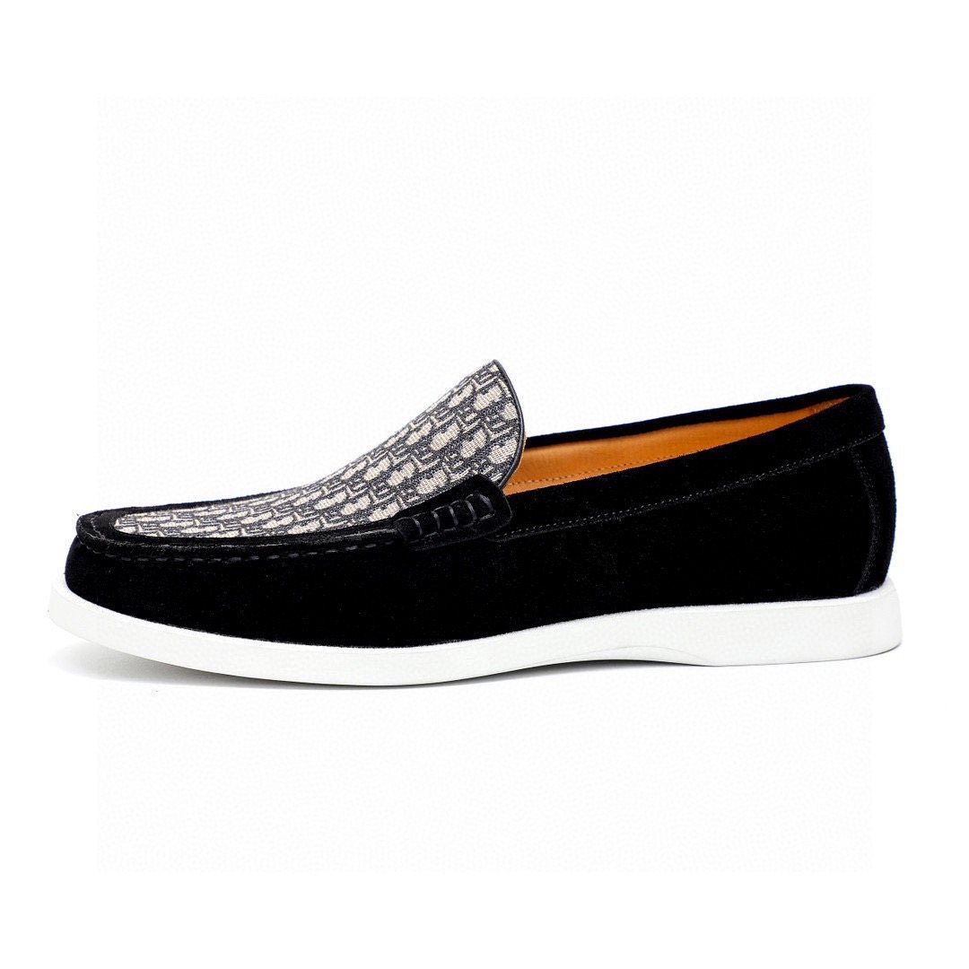 Dior Patterned Vamp Slip-On Shoes — side