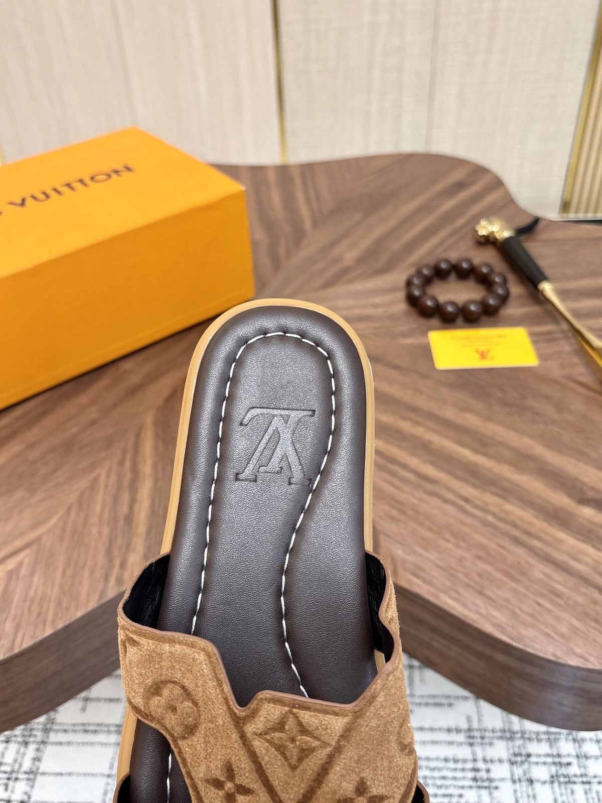 Louis Vuitton Monogram Slide Sandals — detail