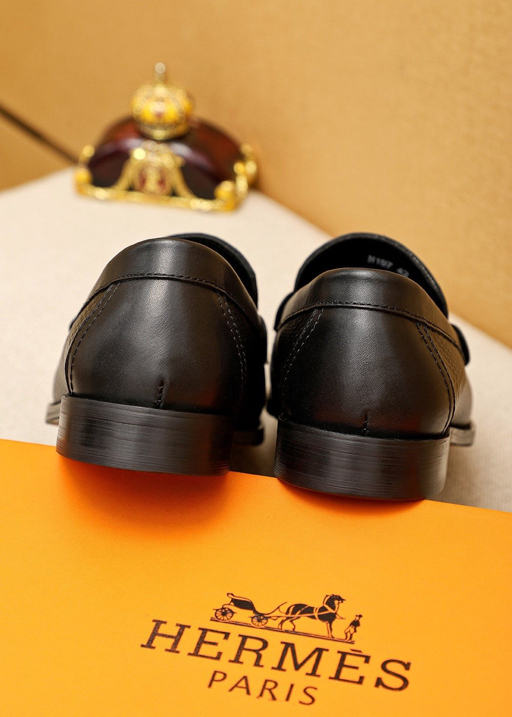 Hermès Textured Hardware Loafers — back