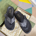 Gucci Black and Gray Monogram Toe-Post Sandals — hero
