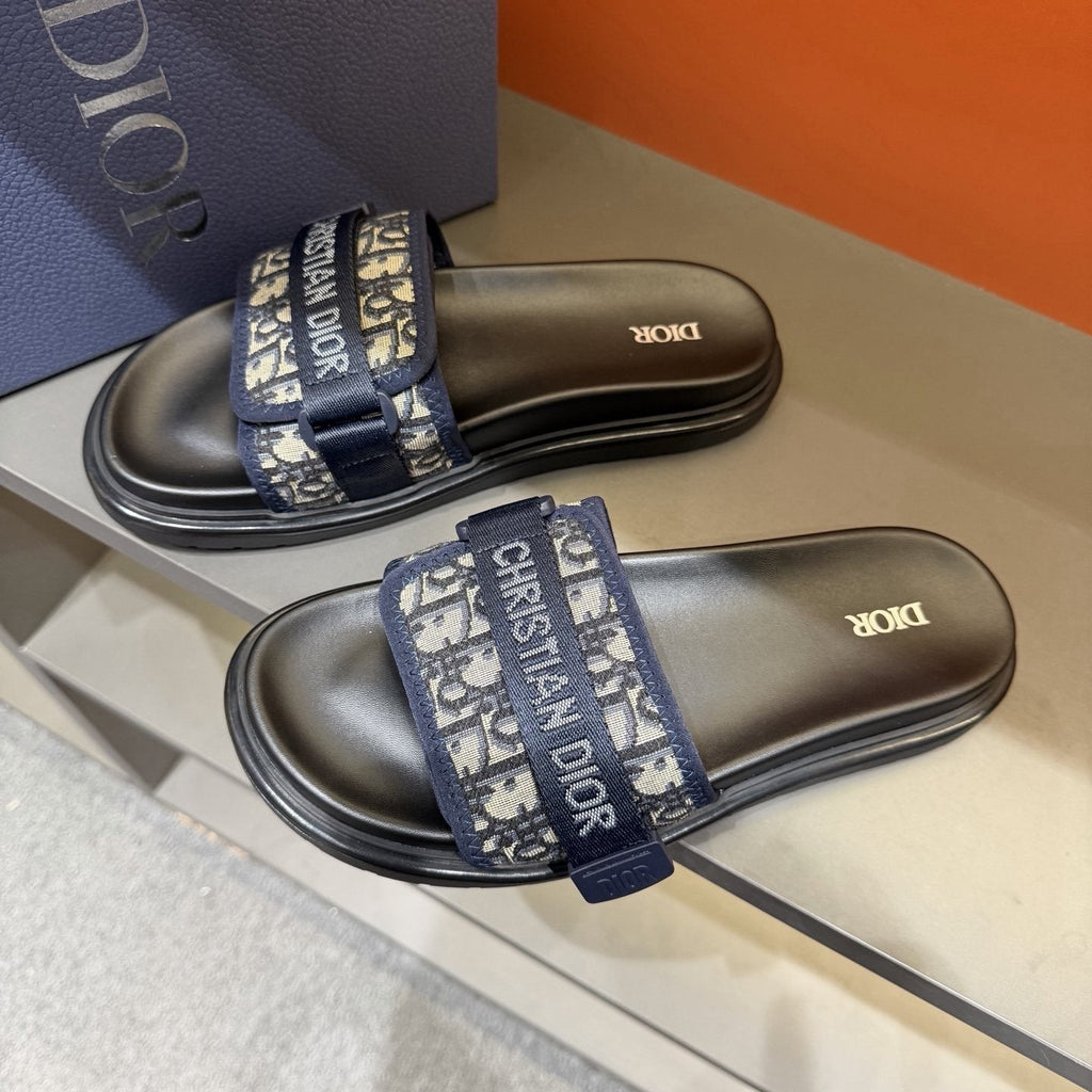 Dior Logo Strap Slide Sandals — side
